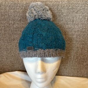 Bula Cable Knit Hat Wool Alpaca Pom Winter Soft Polyester Lining Blue Gray Lined